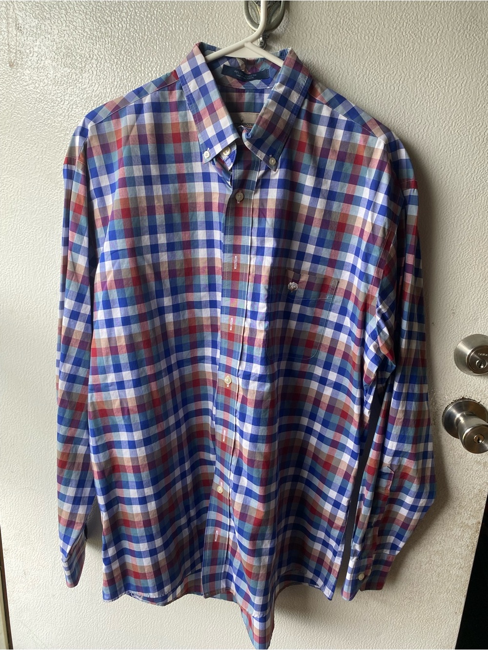 Cotton Brothers Men’s Blue Plaid Button-Down Shirt